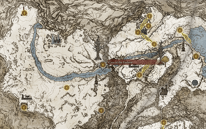 Cave of the Forlorn location on Elden Ring map