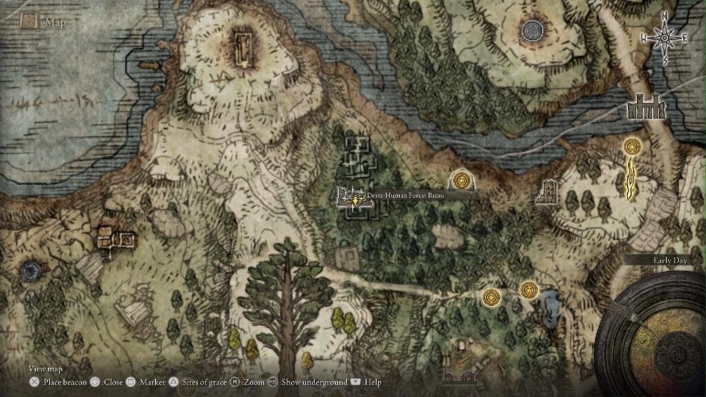 Demi Human Forest Ruins location on Elden Ring map