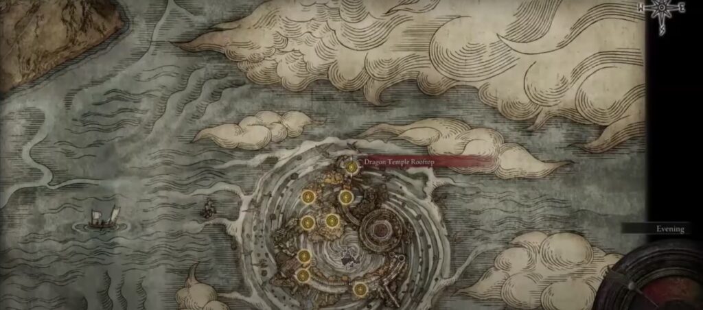 Dragon Temple Rooftop Site of Grace on Elden Ring map