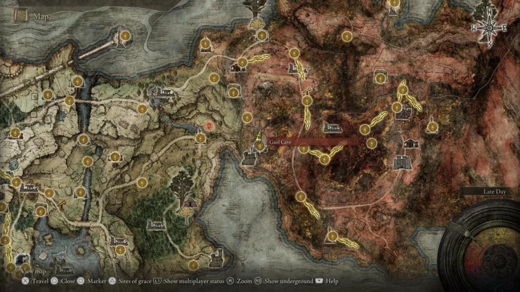 Gaol Cave Location on Elden Ring map