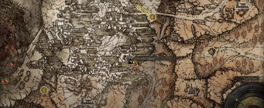 Old Altus Tunnel location on Elden Ring map